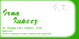 irma kupecz business card